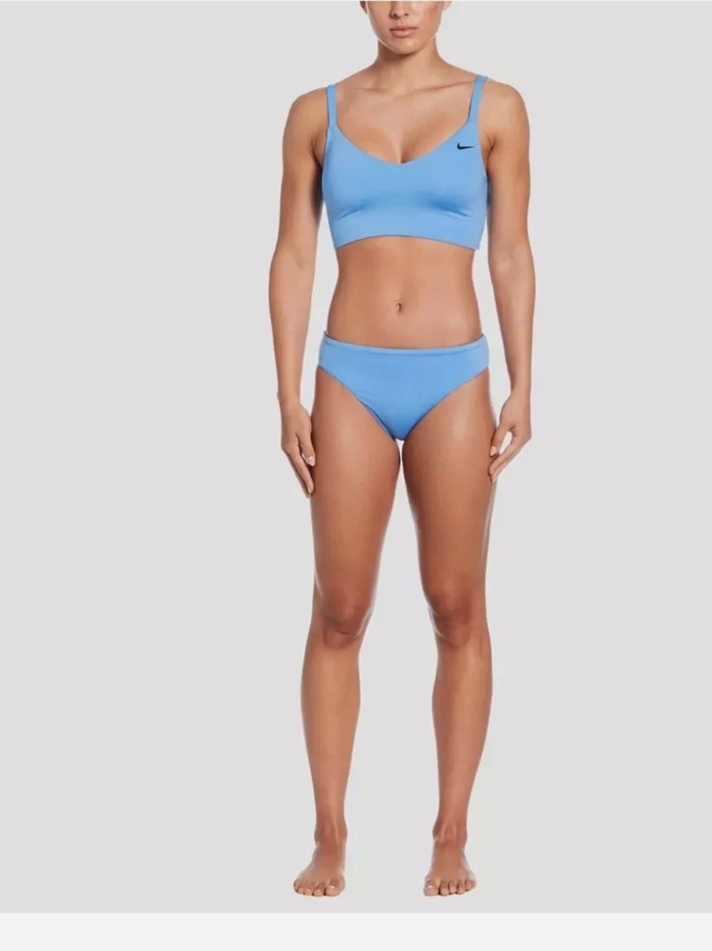 Nike Women’s baby Blue Solid Logo 2-Piece Bikini Set Size L Regular Bikini top